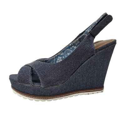 Sandalia de Cuña Refresh Vaquera Denim con Forro Floral – Pasarela Concept