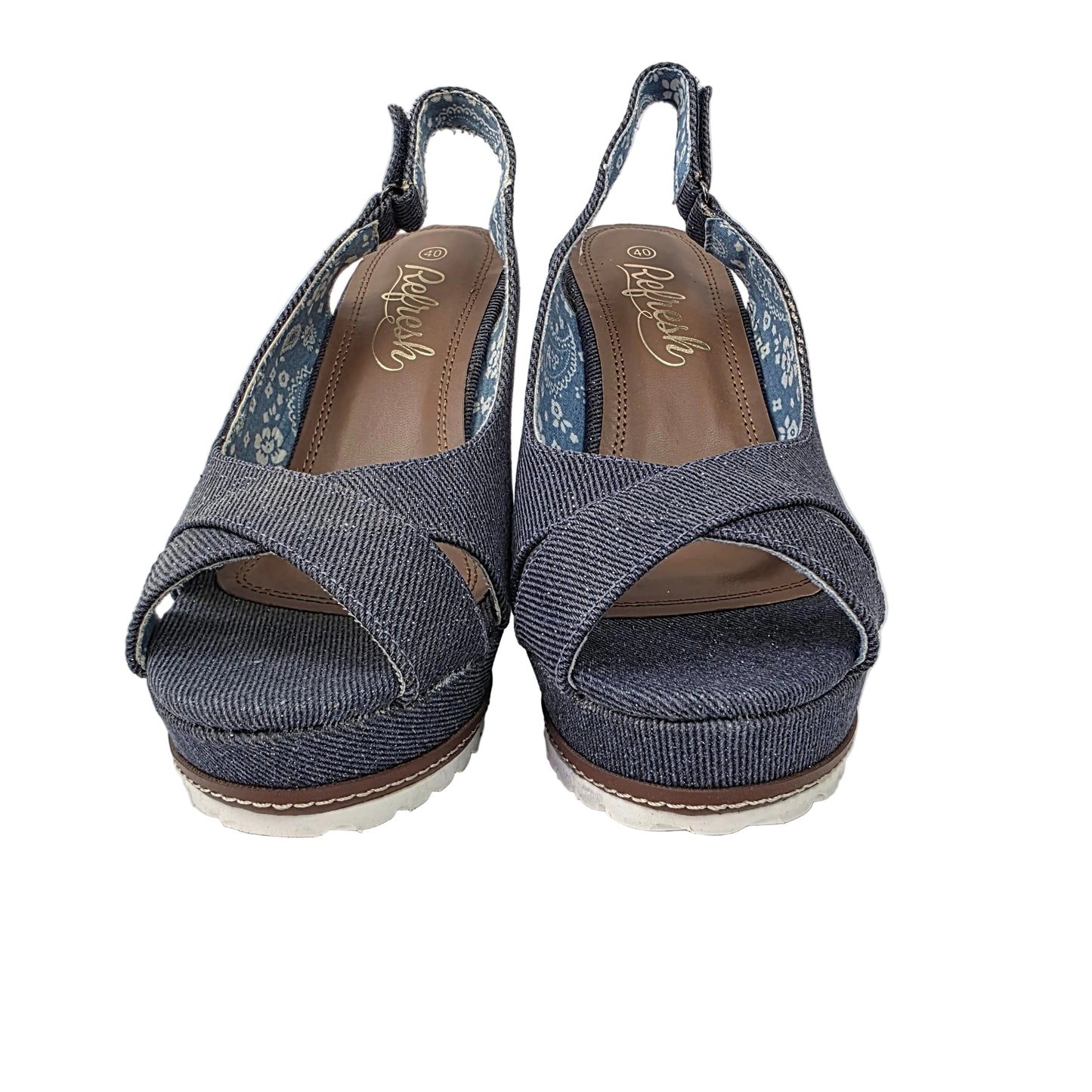 Sandalia de Cuña Refresh Vaquera Denim con Forro Floral – Pasarela Concept