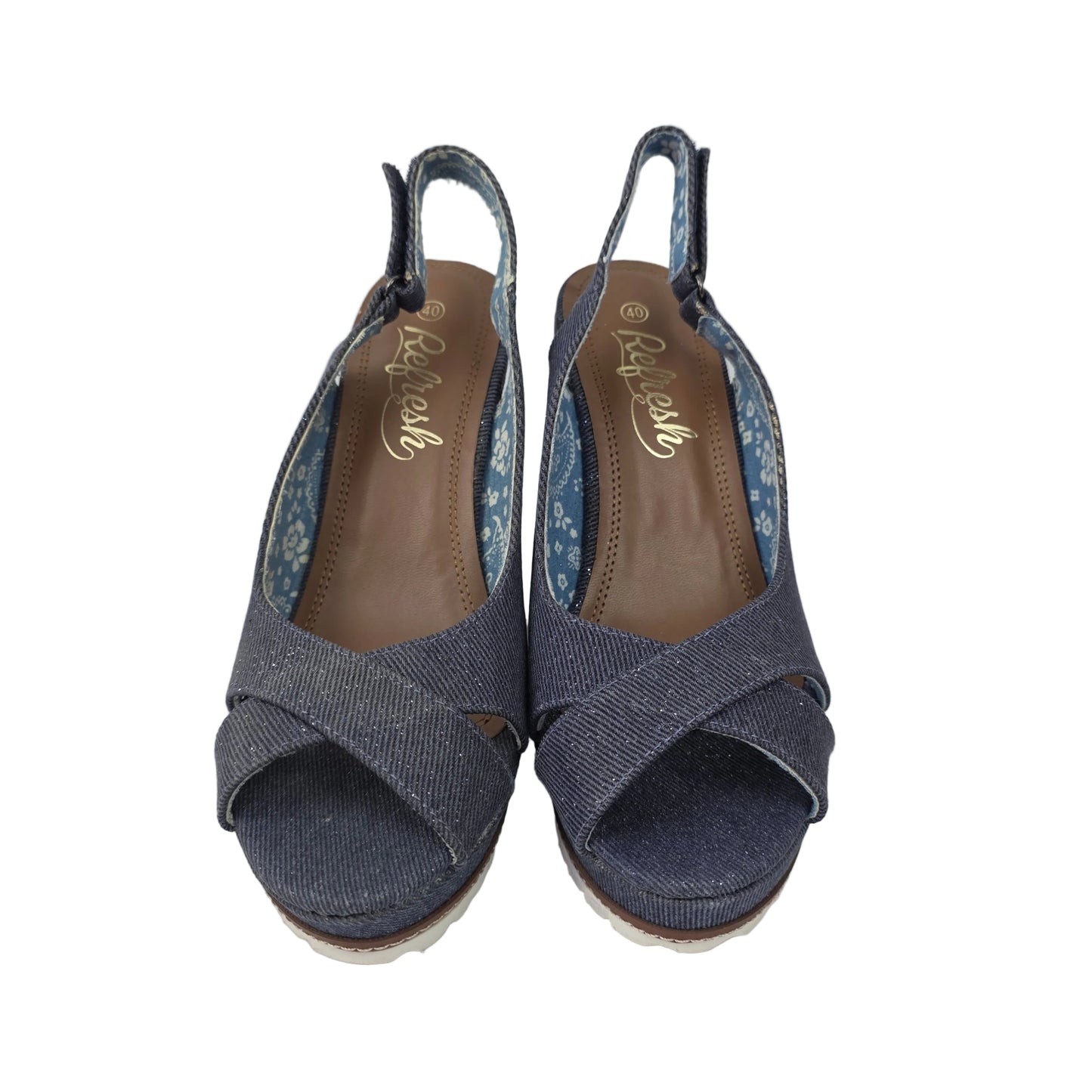 Sandalia de Cuña Refresh Vaquera Denim con Forro Floral – Pasarela Concept