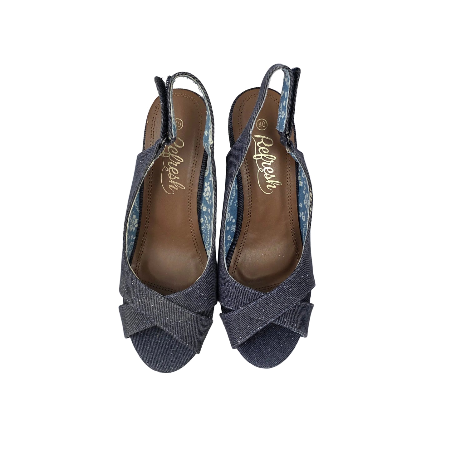 Sandalia de Cuña Refresh Vaquera Denim con Forro Floral – Pasarela Concept