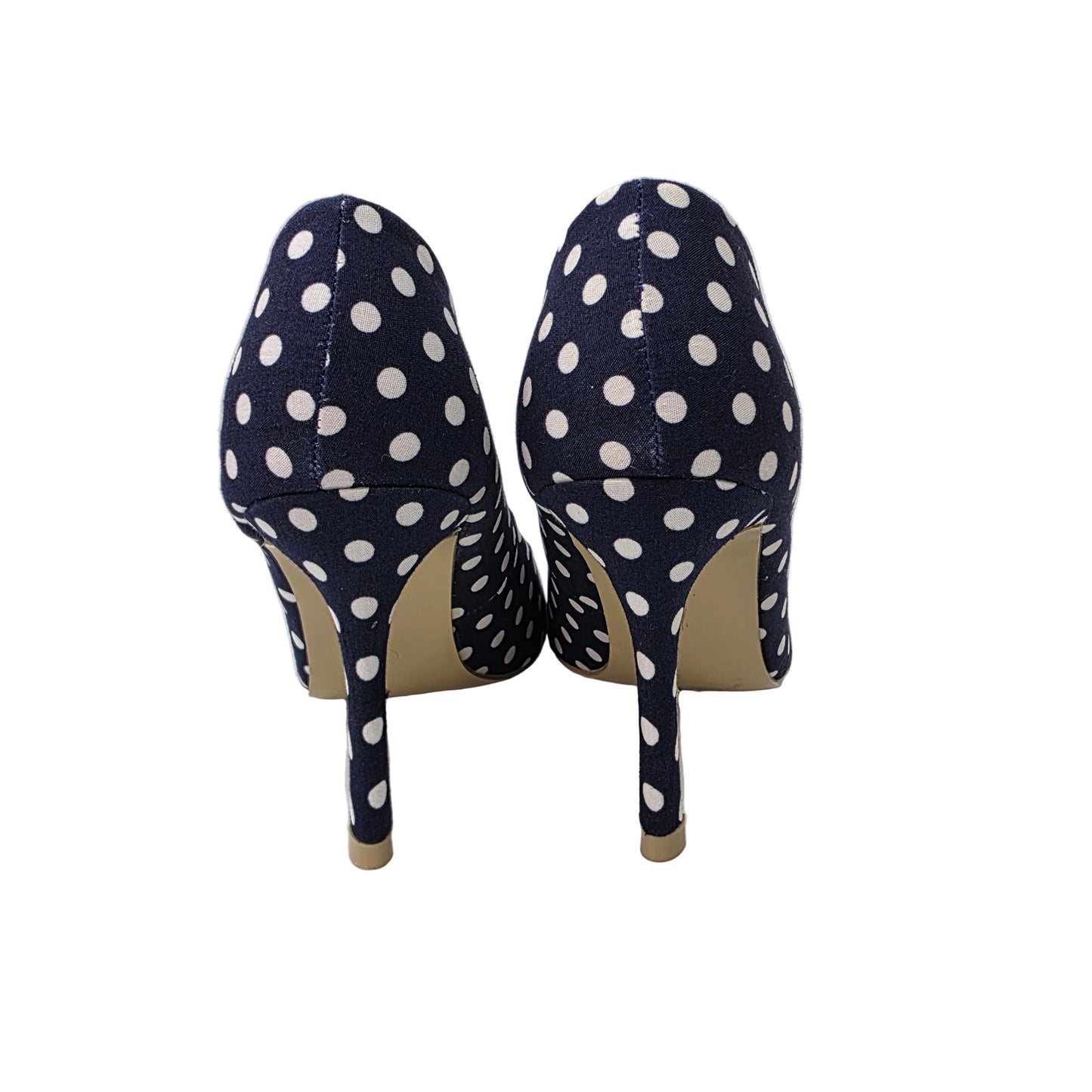 Zapatos de Salón Stiletto Azul Marino con Estampado de Lunares – Pasarela Concept