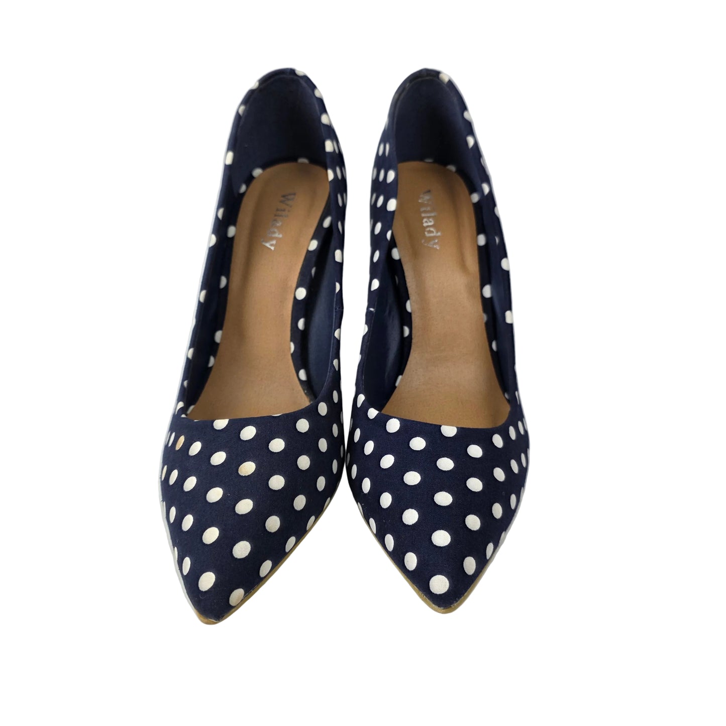 Zapatos de Salón Stiletto Azul Marino con Estampado de Lunares – Pasarela Concept