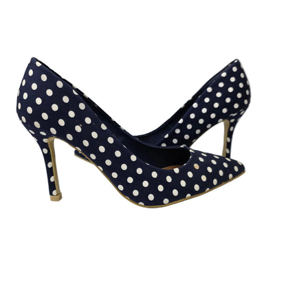 Zapatos de Salón Stiletto Azul Marino con Estampado de Lunares – Pasarela Concept