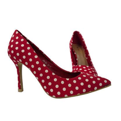 Zapatos de Salón Stiletto Rojos con Estampado de Lunares – Pasarela Concept
