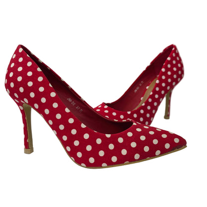 Zapatos de Salón Stiletto Rojos con Estampado de Lunares – Pasarela Concept