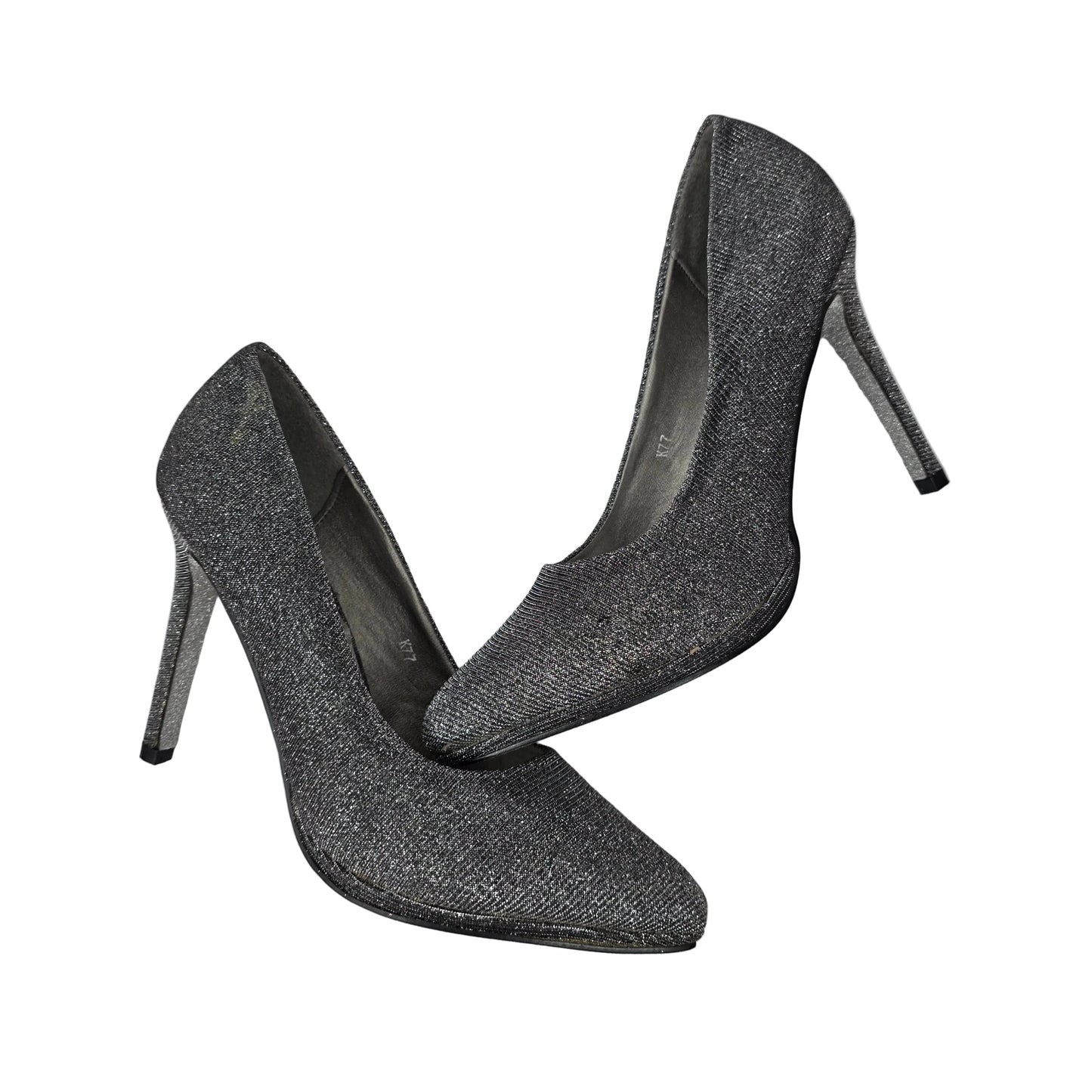 Zapatos de Salón Stiletto Plata Brillante con Suela de Glitter – Pasarela Concept