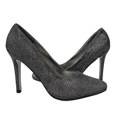 Zapatos de Salón Stiletto Plata Brillante con Suela de Glitter – Pasarela Concept