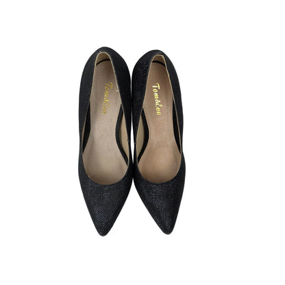 Zapatos de Salón Stiletto Negros con Tacón Cromado Plata – Pasarela Concept