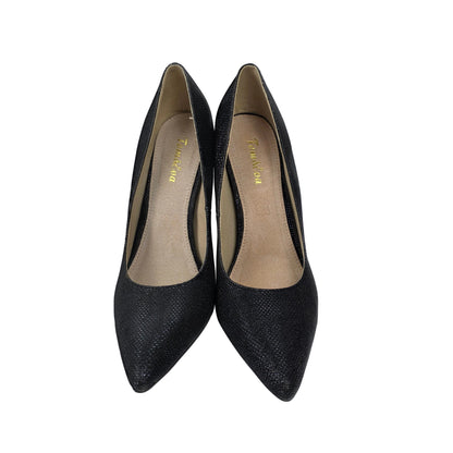 Zapatos de Salón Stiletto Negros con Tacón Cromado Plata – Pasarela Concept