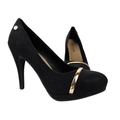 Zapatos de Salón Xti de Antelina Negra con Detalle Oro y Plataforma – Pasarela Concept