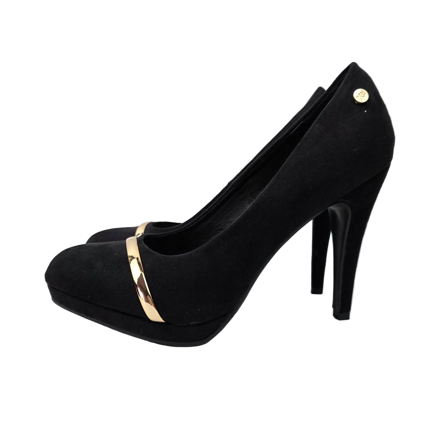 Zapatos de Salón Xti de Antelina Negra con Detalle Oro y Plataforma – Pasarela Concept