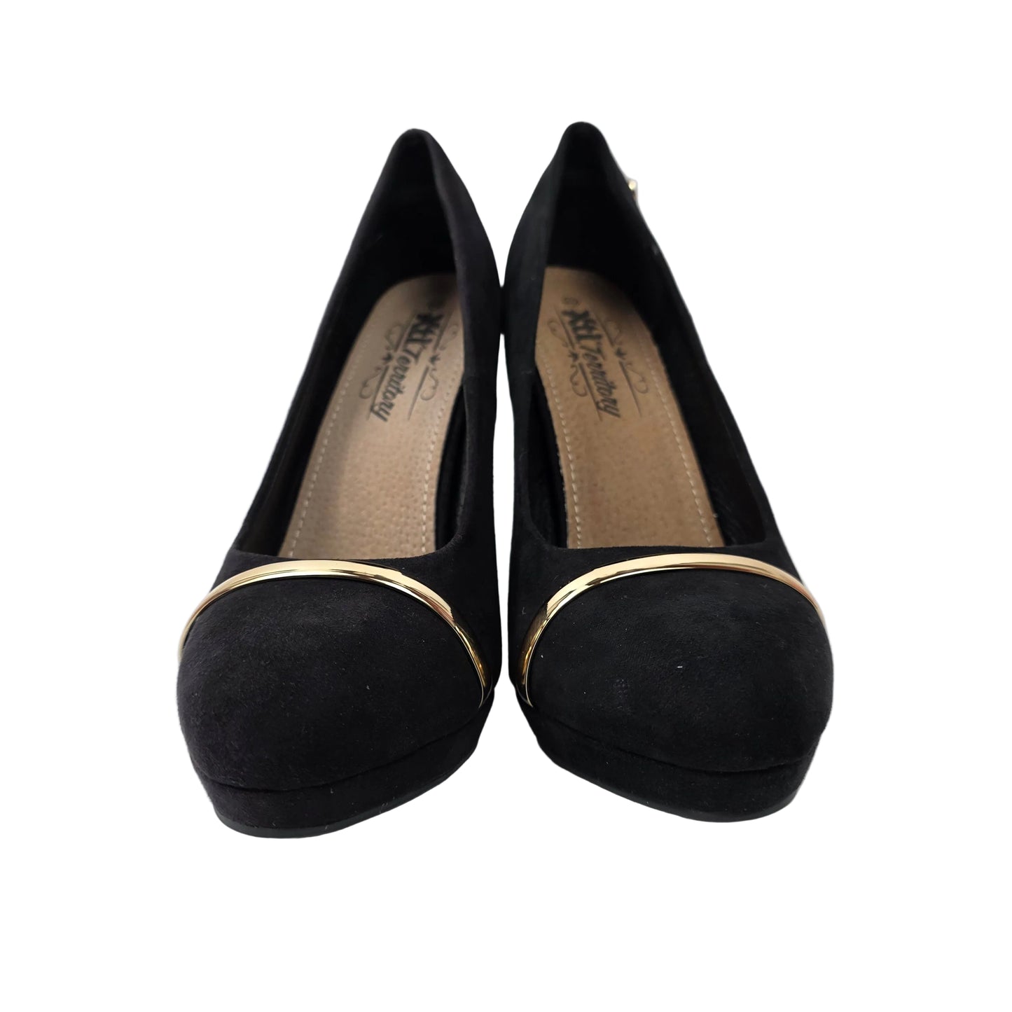 Zapatos de Salón Xti de Antelina Negra con Detalle Oro y Plataforma – Pasarela Concept