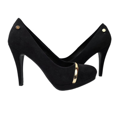 Zapatos de Salón Xti de Antelina Negra con Detalle Oro y Plataforma – Pasarela Concept
