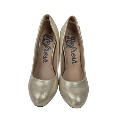Zapatos de Salón Refresh Metalizados Color Champán con Plataforma – Pasarela Concept