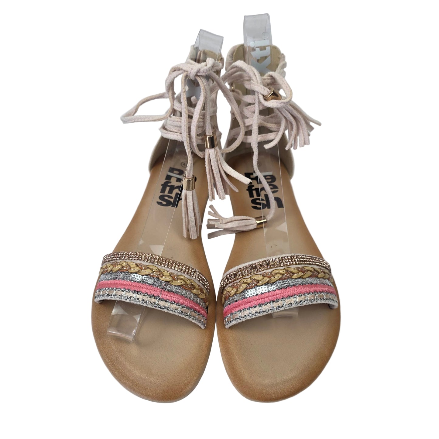 Sandalias Planas Boho con Cordoneras Refresh Nude – Pasarela Concept