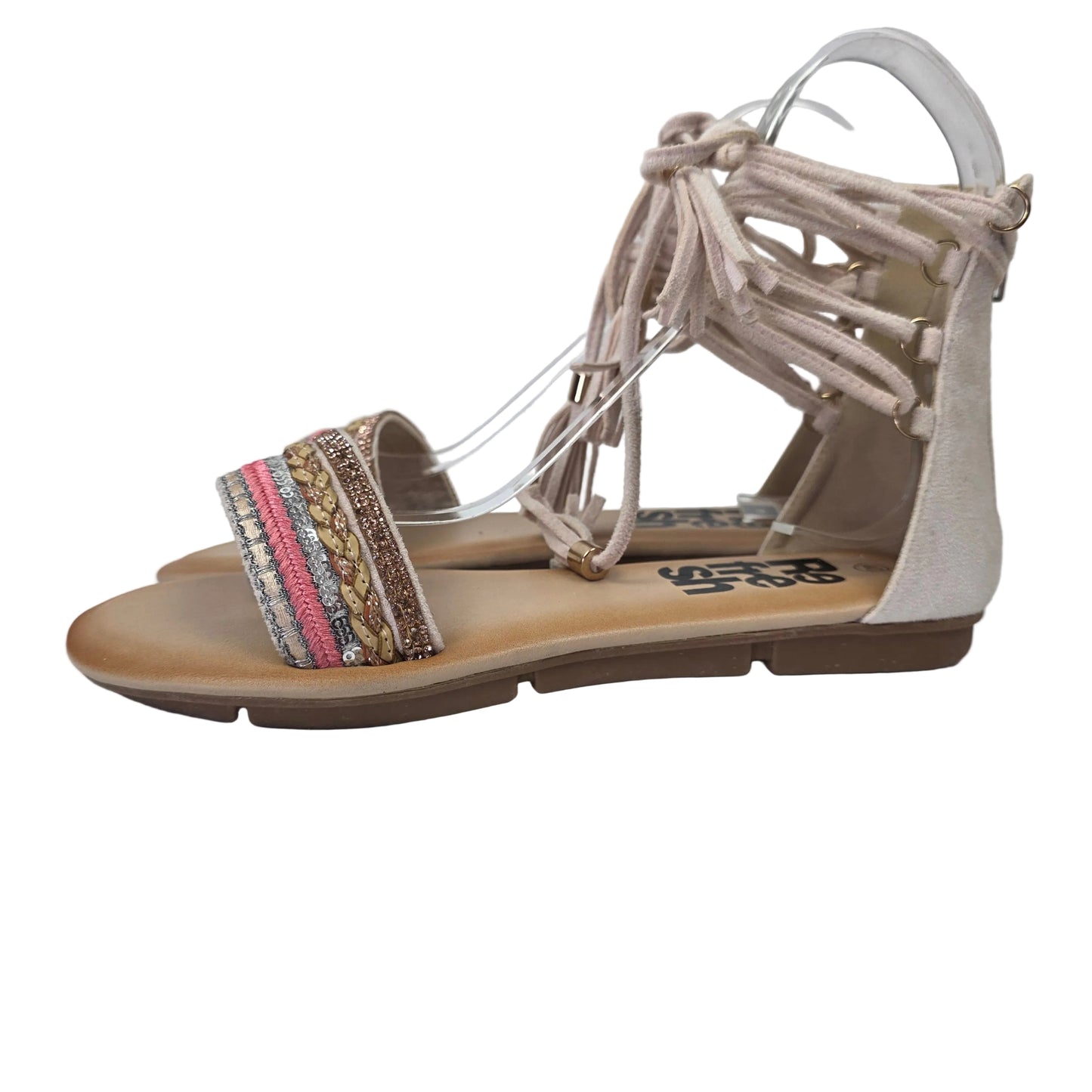 Sandalias Planas Boho con Cordoneras Refresh Nude – Pasarela Concept