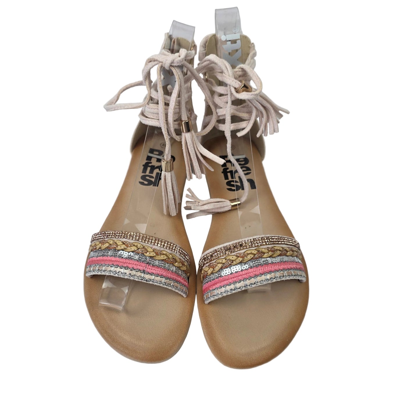 Sandalias Planas Boho con Cordoneras Refresh Nude – Pasarela Concept