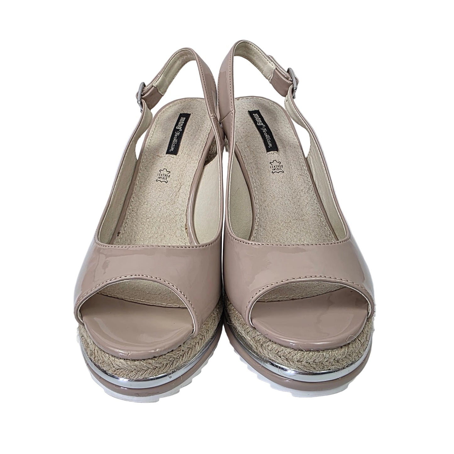 Sandalias de Cuña de Esparto Mustang Charol Nude – Pasarela Concept