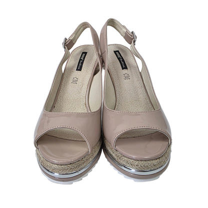 Sandalias de Cuña de Esparto Mustang Charol Nude – Pasarela Concept