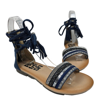 Sandalias Planas Boho con Cordoneras Refresh Color Azul – Pasarela Concept