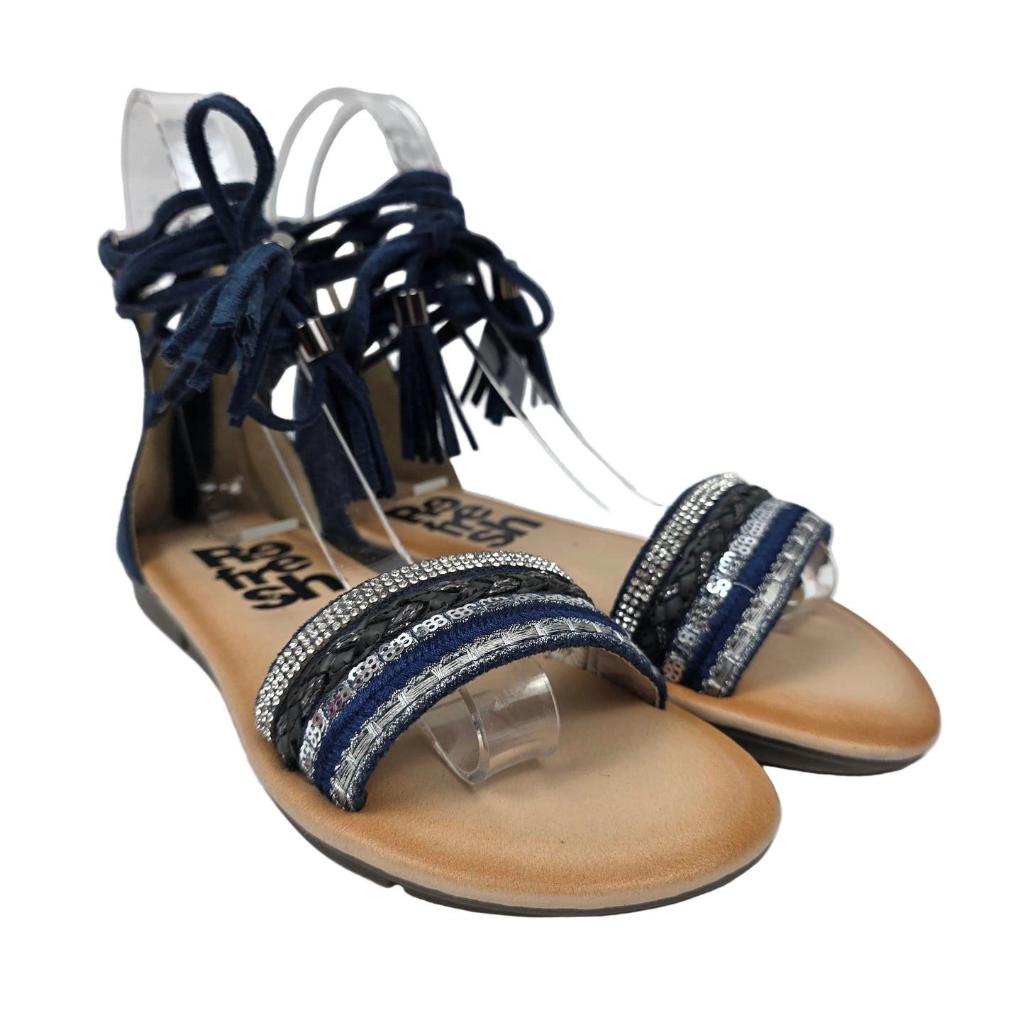 Sandalias Planas Boho con Cordoneras Refresh Color Azul – Pasarela Concept