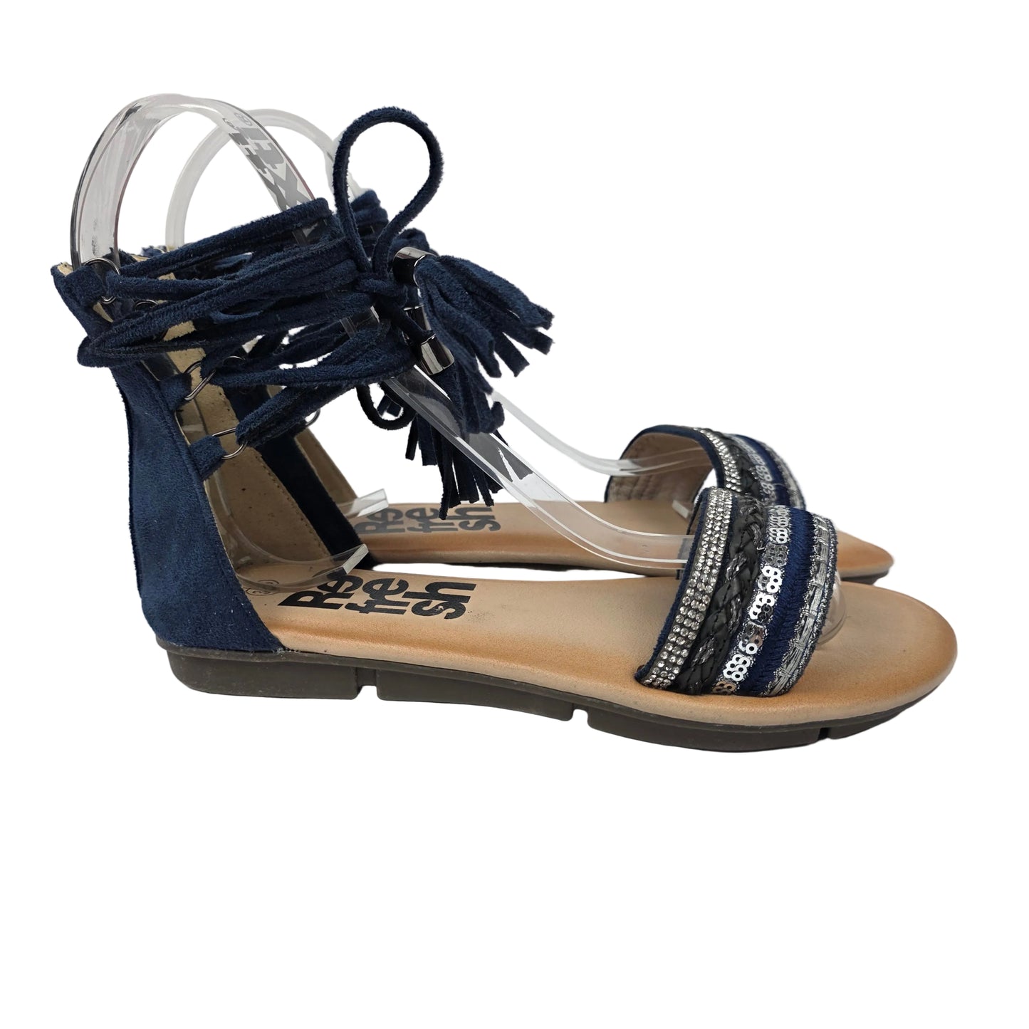 Sandalias Planas Boho con Cordoneras Refresh Color Azul – Pasarela Concept