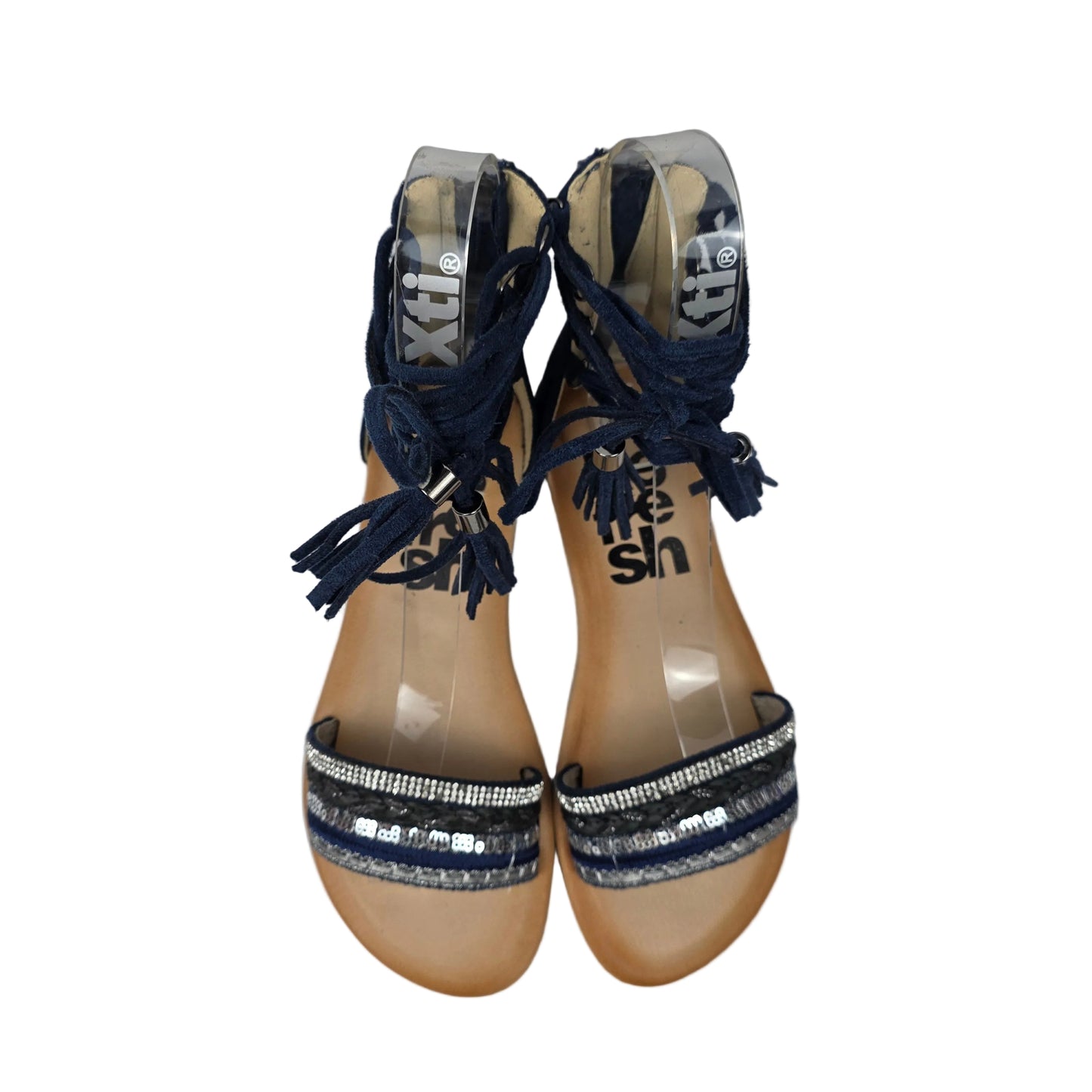 Sandalias Planas Boho con Cordoneras Refresh Color Azul – Pasarela Concept
