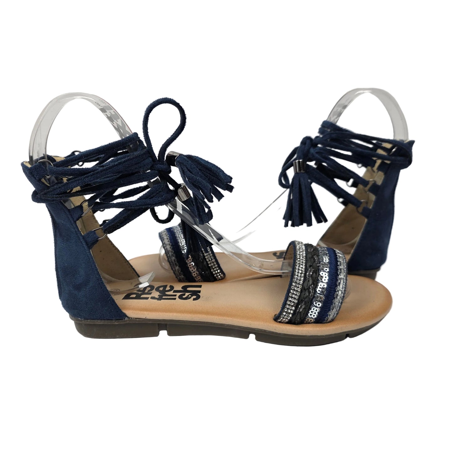 Sandalias Planas Boho con Cordoneras Refresh Color Azul – Pasarela Concept