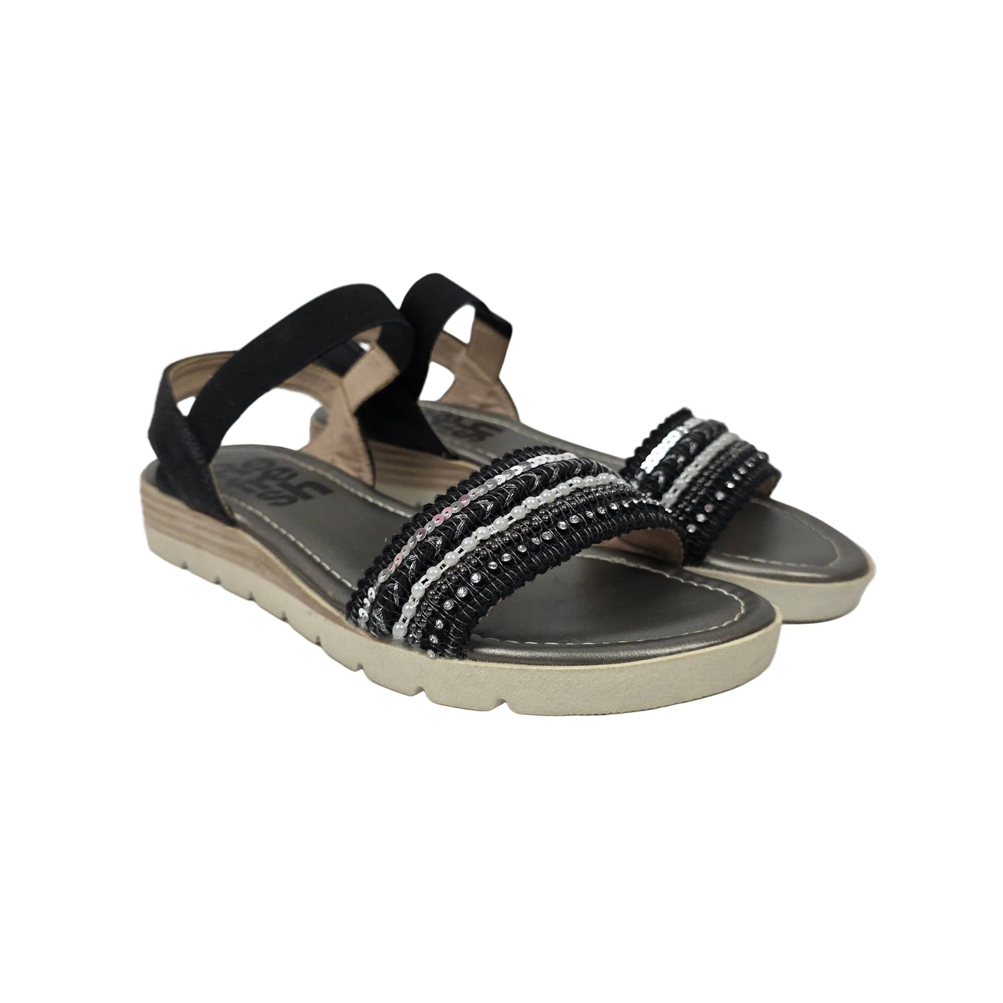Sandalias con Elásticos y Lentejuelas Refresh Color Negro – Pasarela Concept