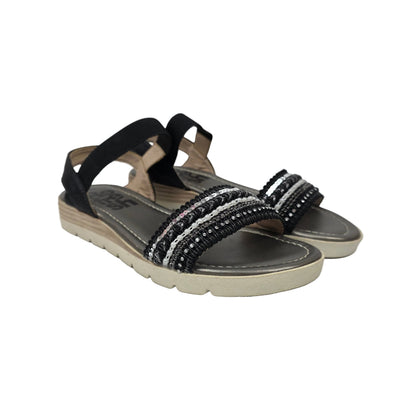 Sandalias con Elásticos y Lentejuelas Refresh Color Negro – Pasarela Concept