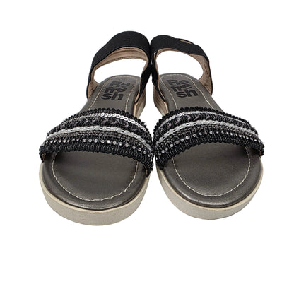 Sandalias con Elásticos y Lentejuelas Refresh Color Negro – Pasarela Concept