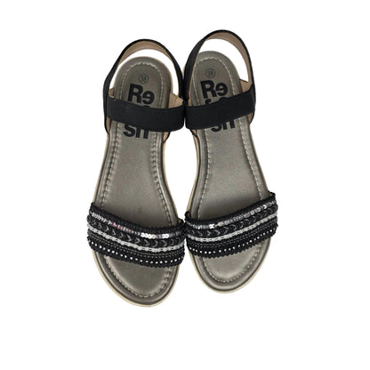 Sandalias con Elásticos y Lentejuelas Refresh Color Negro – Pasarela Concept
