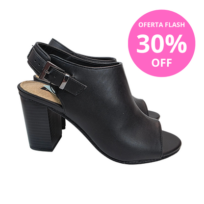 Sandalia Peep-Toe Mustang en Negro con Tacón Bloque de 8cm