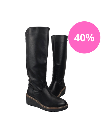 Bota Cuña Cremallera Negra