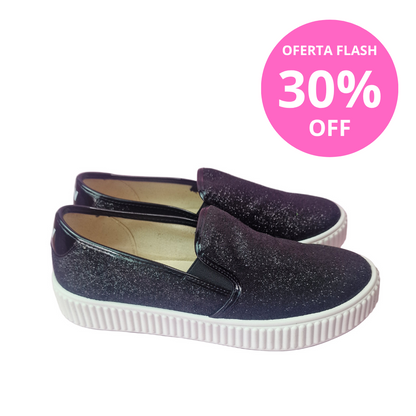 Zapatilla Sin cordones Glitter Negro B&W