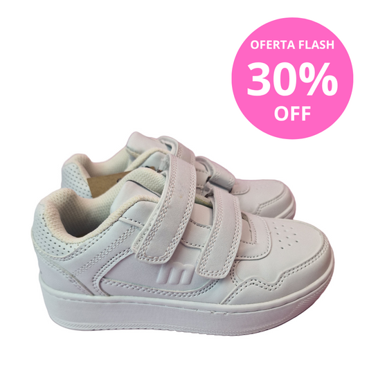 Zapatilla Infantil Velcro Blanca Mustang