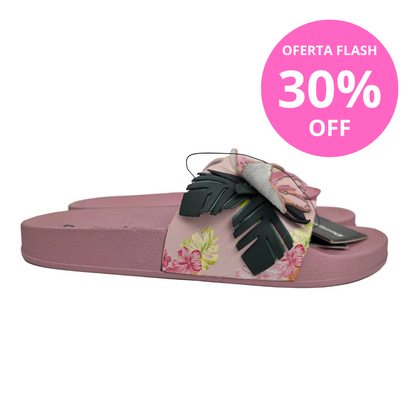 Sandalia Pala Desigual Rosa con Flores Tropicales y Relieve 3D