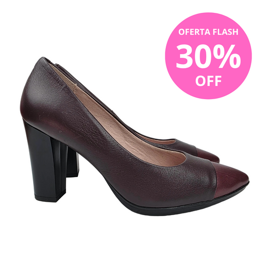 Zapato de Salón 100% Piel Burdeos con Plantilla de Gel – Pasarela Concept