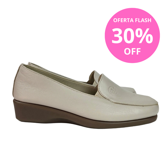 Mocasines 48 Horas de Piel Beige Confort