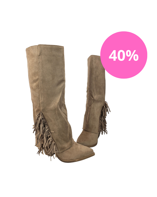 Bota Alta Flecos Taupe