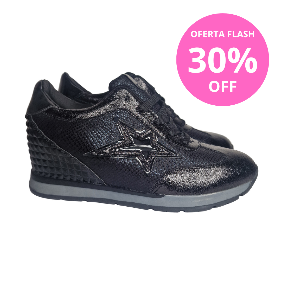 Sneakers Pasarela Concept Negras con Cuña Interior y Plantilla Extraíble