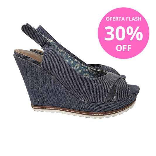 Sandalia de Cuña Refresh Vaquera Denim con Forro Floral – Pasarela Concept
