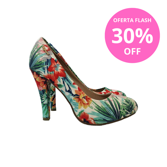 Zapato de Salón Refresh Estampado Tropical con Flores y Hojas – Pasarela Concept