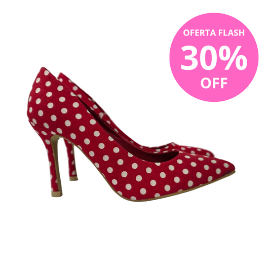Zapatos de Salón Stiletto Rojos con Estampado de Lunares – Pasarela Concept