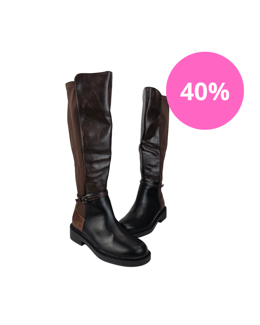 Bota Combinada Serpiente Marrón