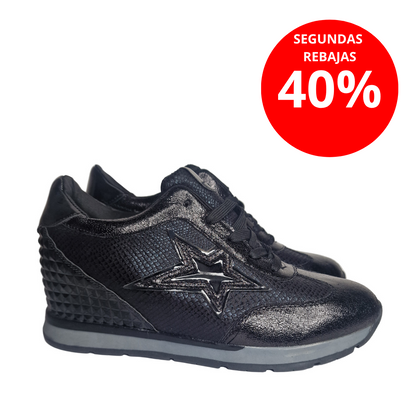 Sneakers Pasarela Concept Negras con Cuña Interior y Plantilla Extraíble