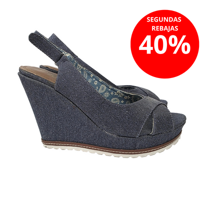 Sandalia de Cuña Refresh Vaquera Denim con Forro Floral – Pasarela Concept