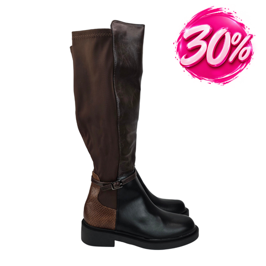 Bota Alta Combinada Serpiente Marrón – Pasarela Concept