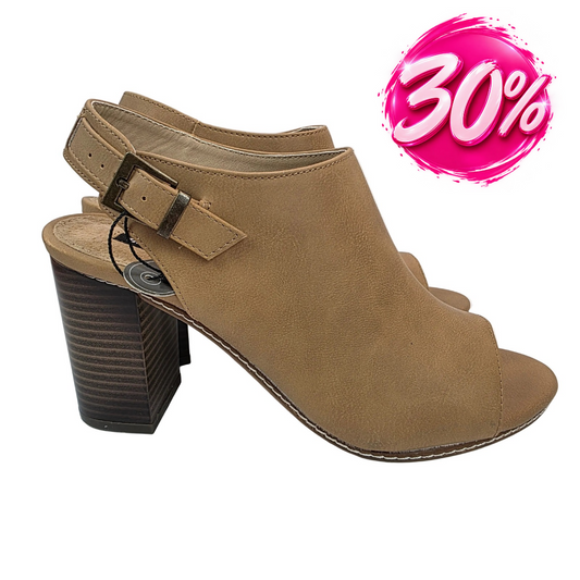 Sandalia Peep-Toe Mustang en Cuero con Tacón Bloque de 8cm