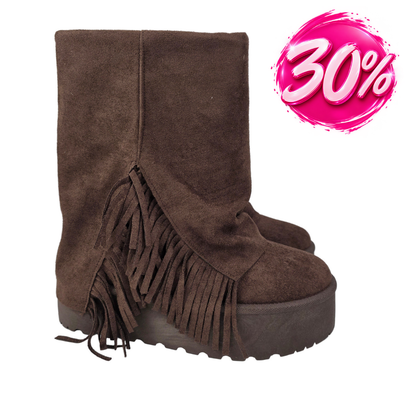 Bota Australiana Flecos Plataforma Marrón